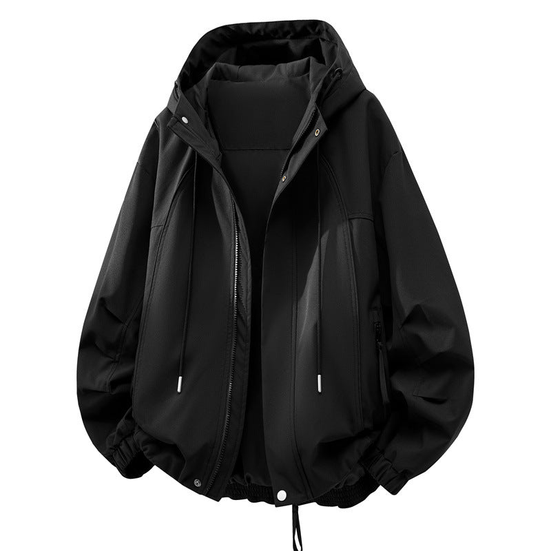 Unisex Oversize Regen- und Windjacke mit Kapuze, wasserabweisender Funktionsmembran Drune