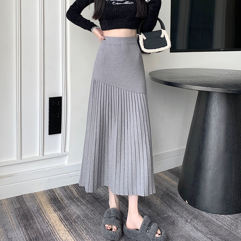 Damen Plissierter Maxirock mit asymmetrischem Design Drune