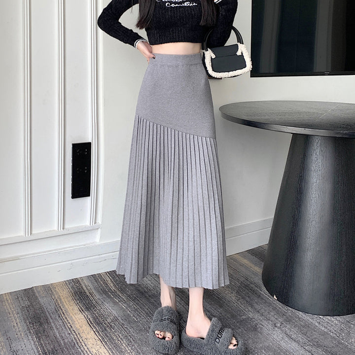 Damen Plissierter Maxirock mit asymmetrischem Design Drune