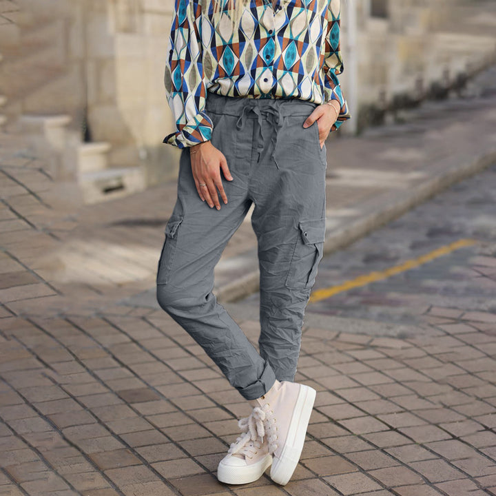 Damen Cargo-Style Hose mit elastischem Bund und praktischen Taschen Drune