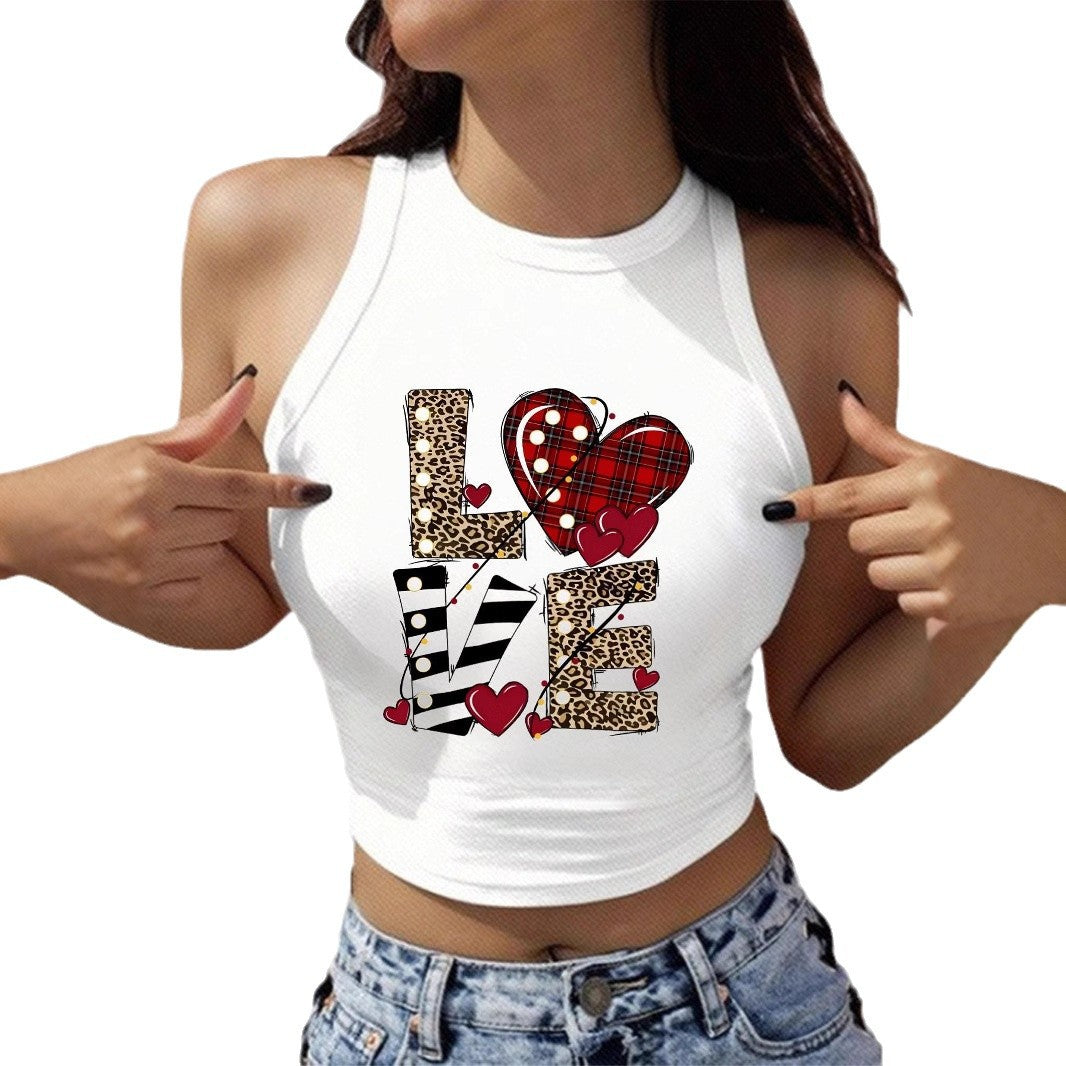 Damen Crop-Top mit aufregendem Herz-Motiv und modischem Schriftzug Drune