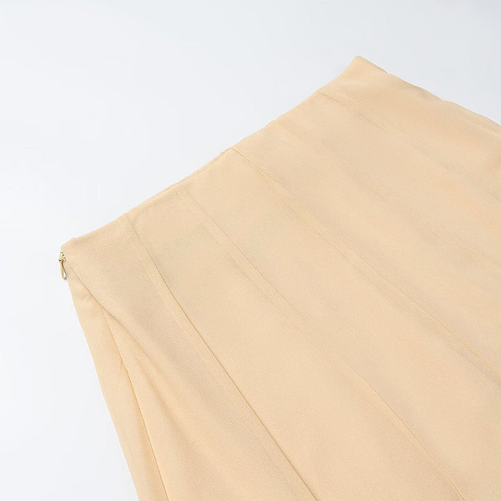 Damen Langer Plissierter Chiffon‑Maxirock mit hoher Taille und Einsatzbahnen Drune