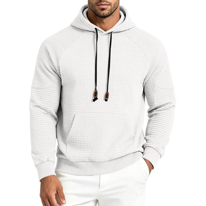 Herren Strukturierter Kapuzenpullover aus Waffeljersey mit Kängurutasche und Raglanärmeln Drune