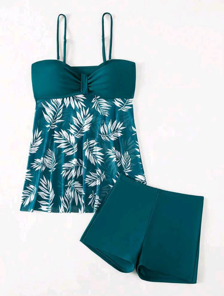 Damen Tankini-Set mit floralem Oberteil und sportlicher Shorts Drune