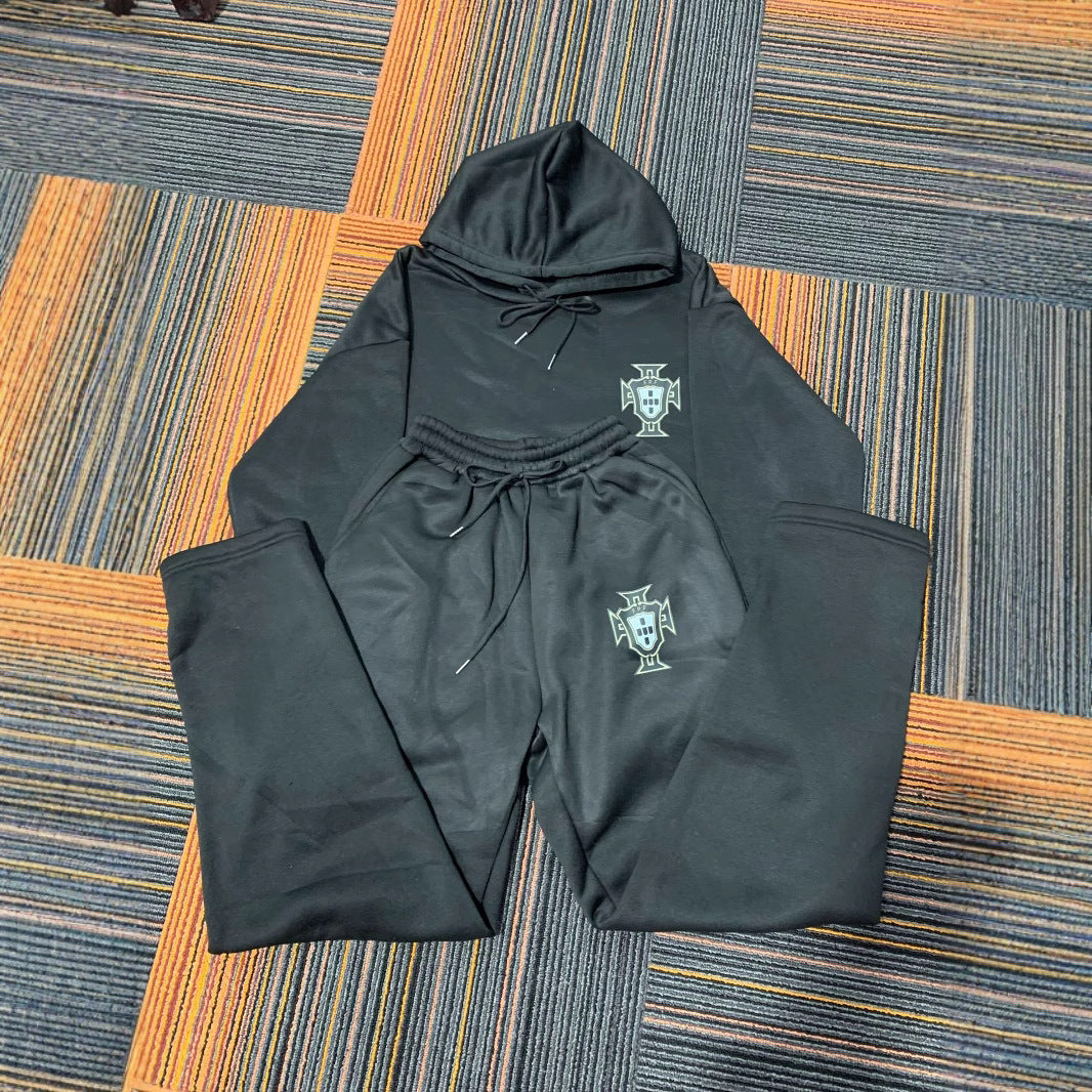 Unisex nan zweiteiliges Lounge-Set aus schwerer Baumwollmischung mit Kapuze und elastischem Bundhose Drune