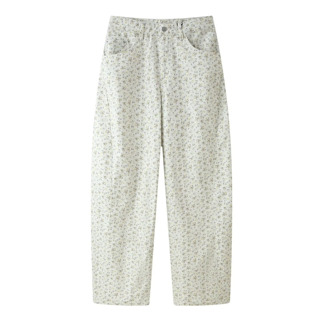 Damen Hochtaillierte weite Cropped‑Hose mit floralem Alloverprint Drune