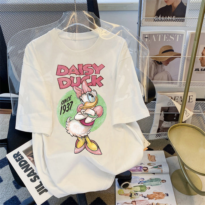 Damen T-Shirt mit kreativem Daisy Duck Druck Drune