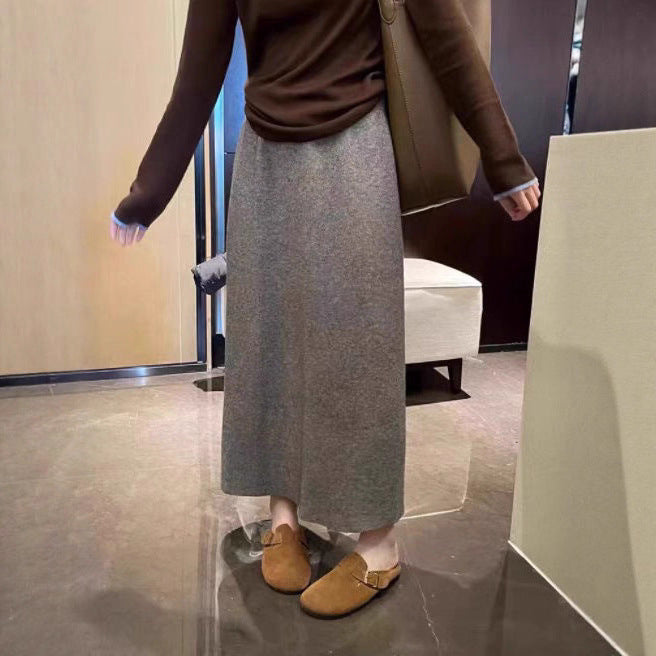 Damen Eleganter Maxi-Rock aus hochwertigem Strickstoff Drune