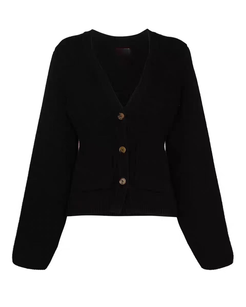 Damen Strickjacke mit tiefem V-Ausschnitt und Taschen Drune