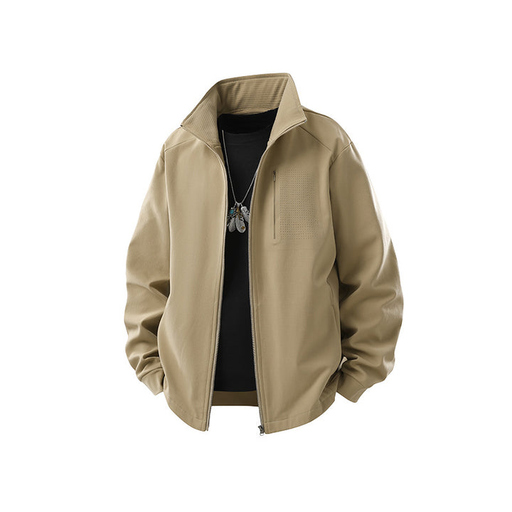 Herren Technische Softshell-Trainingsjacke mit Stehkragen, Brustreißverschluss und atmungsaktiver Struktur Drune