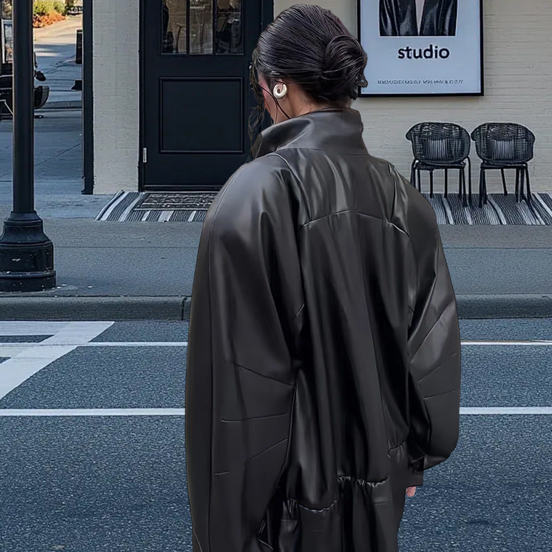 Damen Oversize-Thermojacke mit hohem Kragen und strukturierter Oberfläche Drune