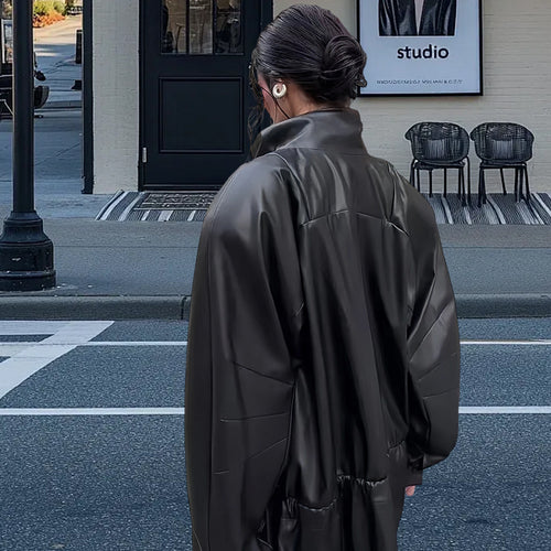Damen Oversize-Thermojacke mit hohem Kragen und strukturierter Oberfläche Drune