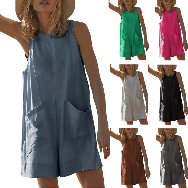 Damen Lässiger Jumpsuit mit praktischen Taschen und weit geschnittenem Design Drune