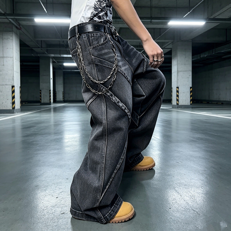 Damen Modische Baggy-Jeans mit einzigartigen Nähte Drune