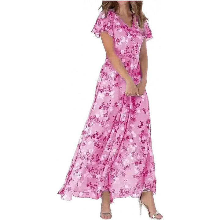 Damen Maxikleid mit eleganten Rüschendetails und floralem Design Drune