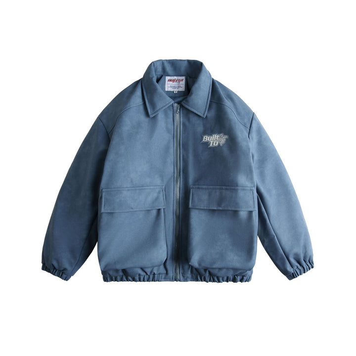Herren Boxy Suede-Optik Blousonjacke mit aufgesetzten Pattentaschen Drune