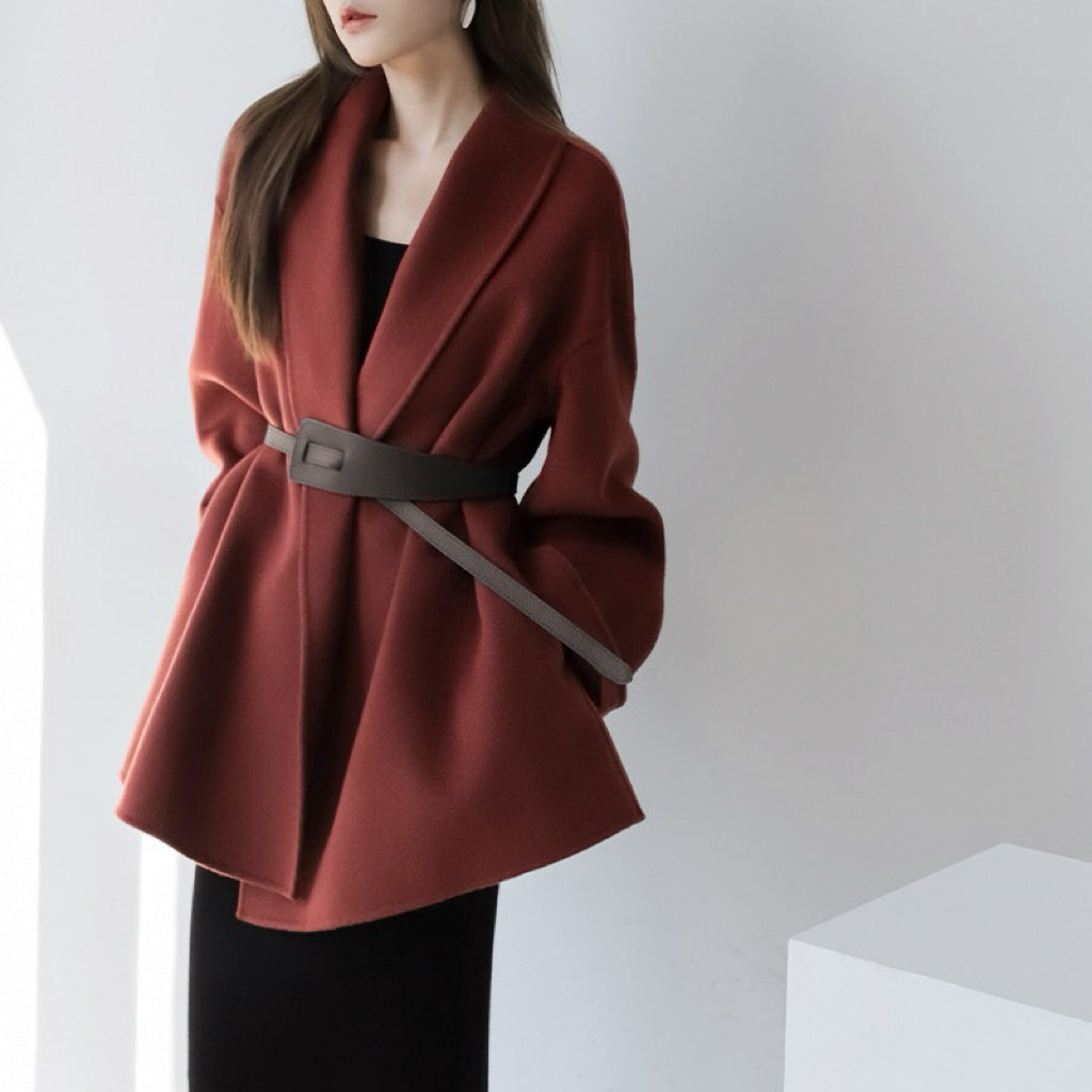 Damen Modischer und eleganter Mantel mit Gürtel Drune