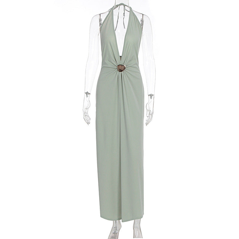 Damen Elegantes Wickelkleid mit tiefer V-Ausschnitt und raffiniertem Gürtel Drune