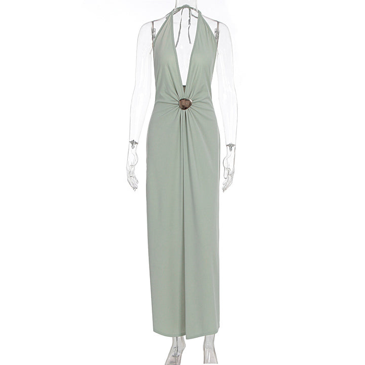 Damen Elegantes Wickelkleid mit tiefer V-Ausschnitt und raffiniertem Gürtel Drune