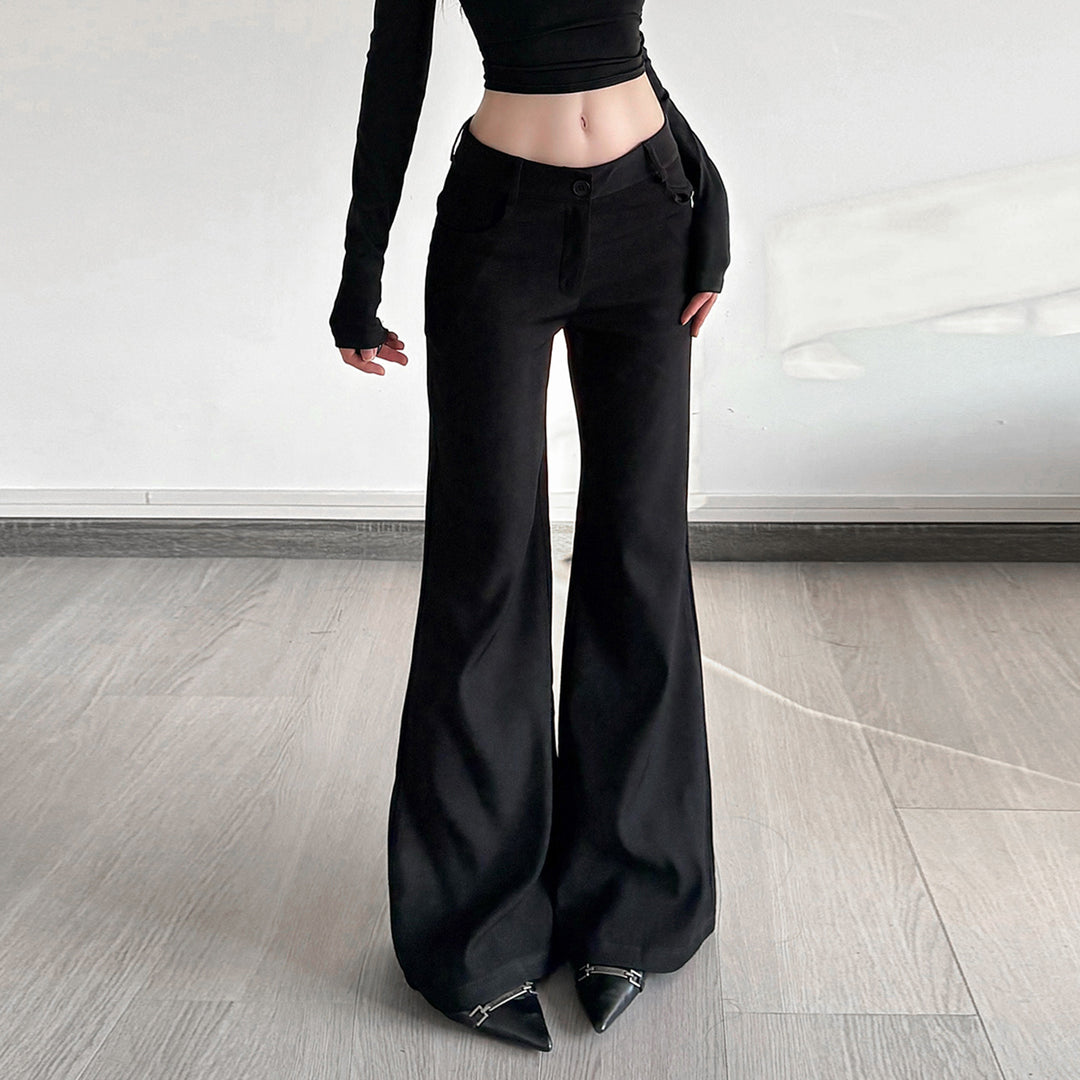 Damen Figurformende High‑Waist Flaredhose mit verdecktem Reißverschluss und Gürtelschlaufen Drune