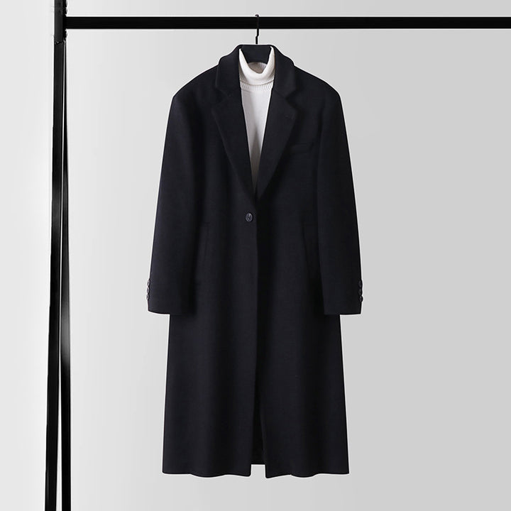 Herren Taillierter Wollmix-Longcoat mit Schalkragen und Ein-Knopf-Verschluss Drune