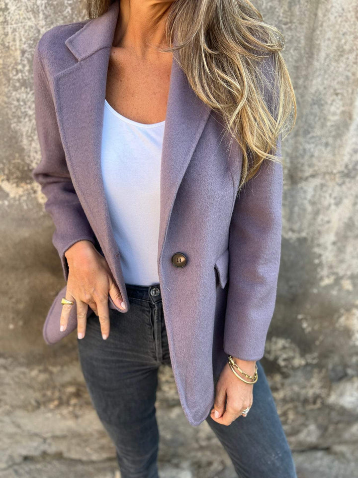 Damen elegante Oversized Blazerjacke mit tiefem Ausschnitt Drune
