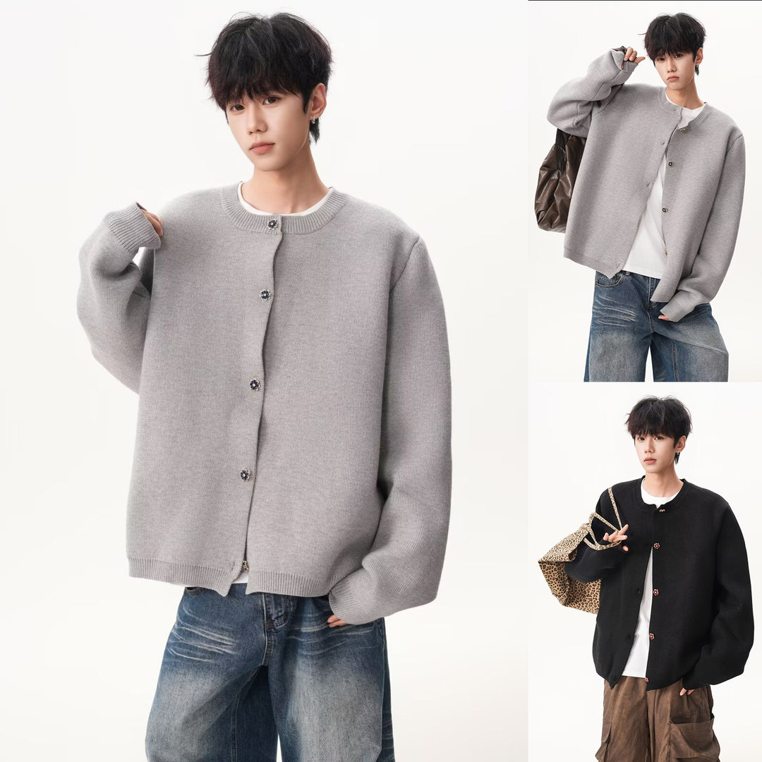 Herren Trendige Oversized Strickjacke mit Reißverschluss Drune
