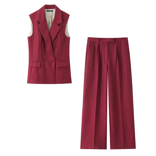 Damen Zweiteiliges Anzug-Outfit mit ärmelloser Weste und locker sitzenden Hose Drune