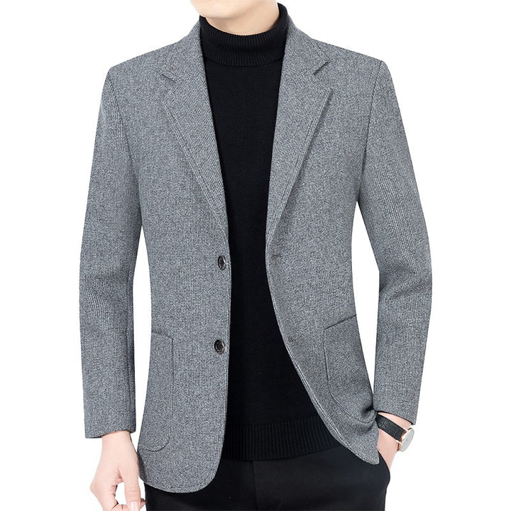 Herren Strukturierter Strickblazer mit Reverskragen und aufgesetzten Taschen Drune