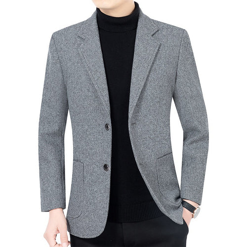 Herren Strukturierter Strickblazer mit Reverskragen und aufgesetzten Taschen Drune