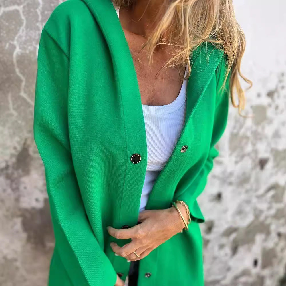 Damen Kapuzen‑Mantel mit Druckknöpfen und Oversize‑Silhouette Drune