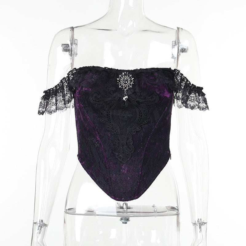 Damen figurbetonte Bluse mit Rüschendetails und Schnürung Drune