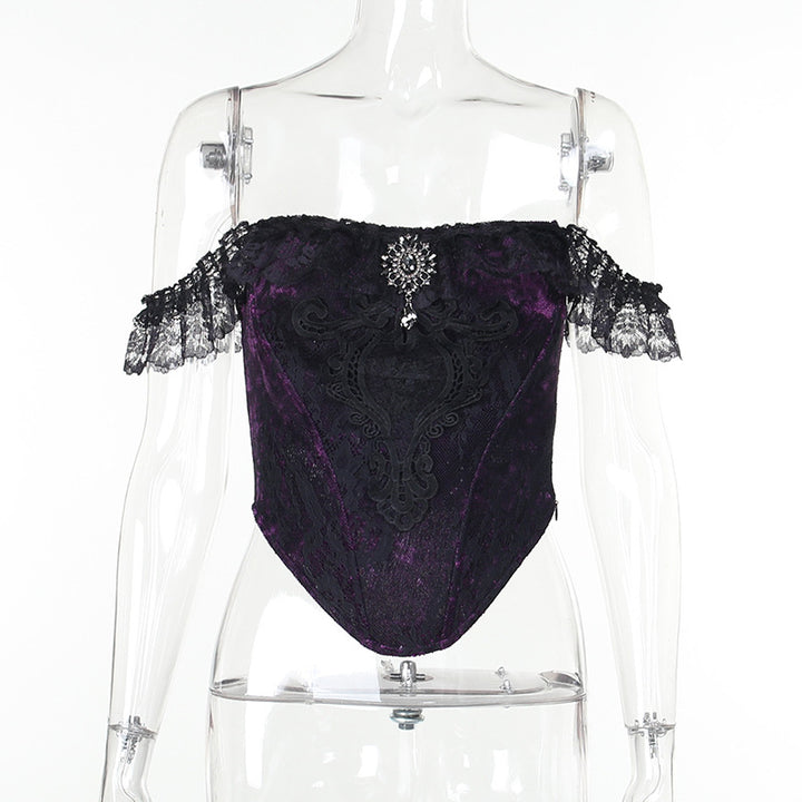 Damen figurbetonte Bluse mit Rüschendetails und Schnürung Drune