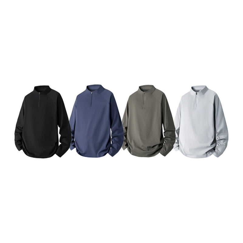 Herren Minimalistisches Halbzip-Sweatshirt mit technischem Jersey und verlängertem Saum Drune