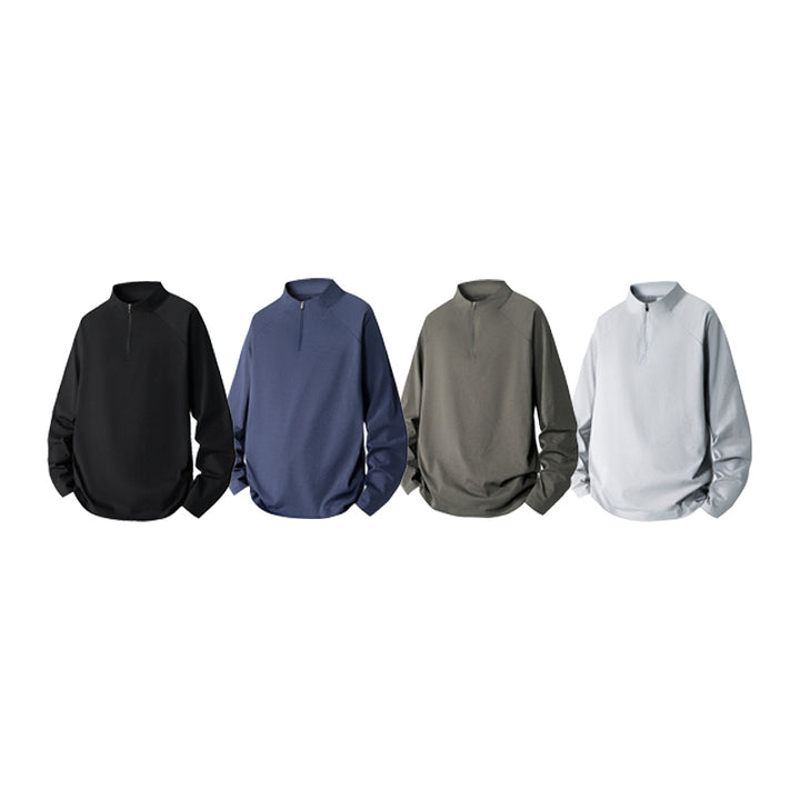 Herren Minimalistisches Halbzip-Sweatshirt mit technischem Jersey und verlängertem Saum Drune