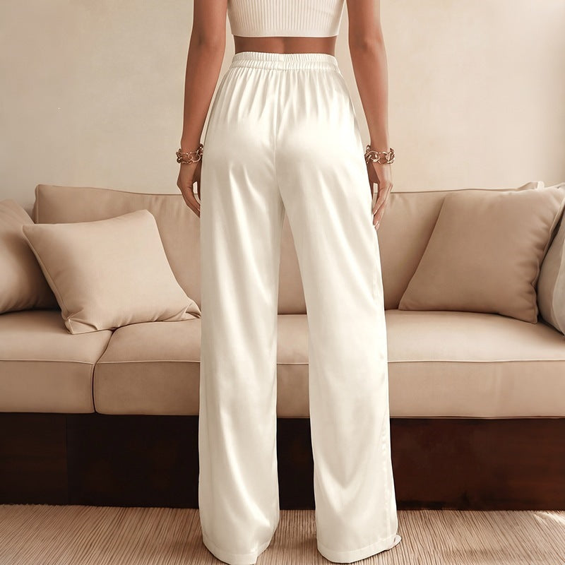 Damen elegante weite Hose mit Spitzendetails Drune