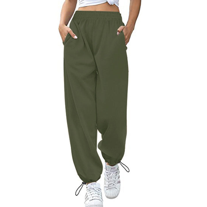 Damen Hohe Taille Entspannte Passform Jogginghose Drune