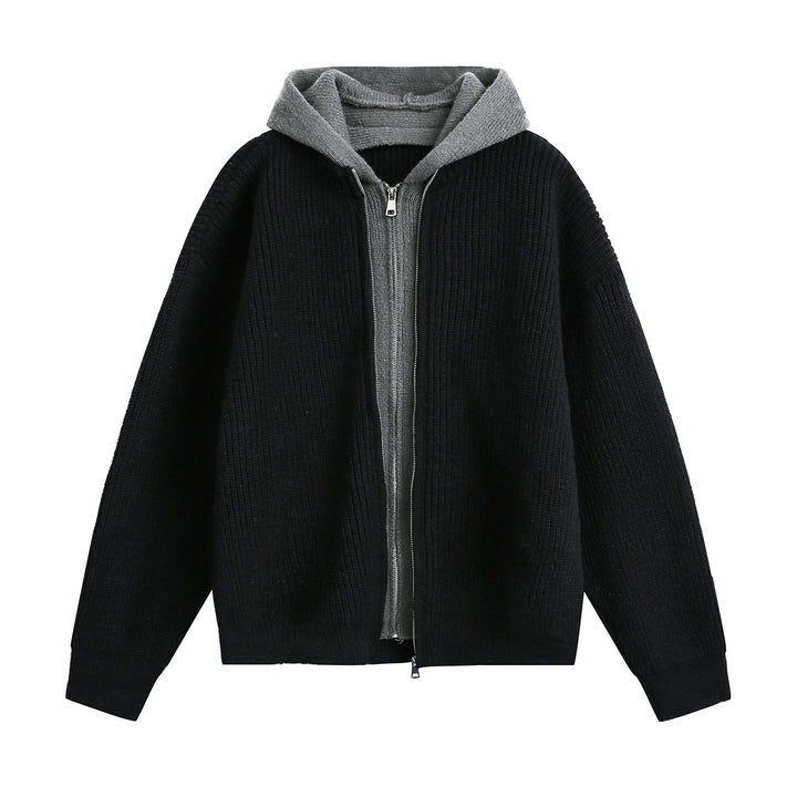Damen Kapuzen-Strickjacke mit Reißverschluss und geripptem Oversize-Schnitt Drune