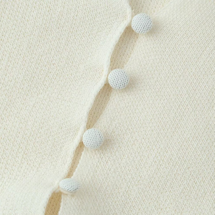 Damen plissiertes Midi-Kleid mit eleganter Knopfleiste und V-Ausschnitt Drune