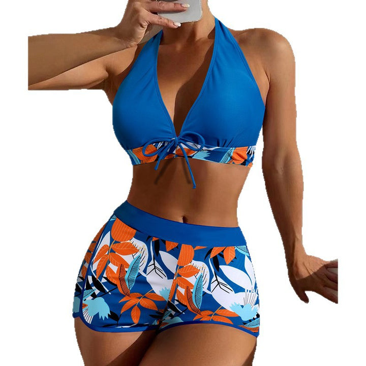 Damen Sportliches Crop-Top Bikini-Set mit floralem Druck Drune