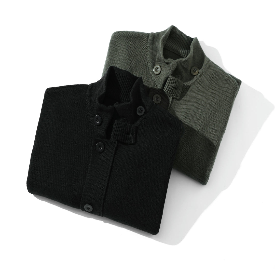 Herren Strick-Cardigan mit hochgeschlossenem Kragen und durchgehender Knopfleiste Drune