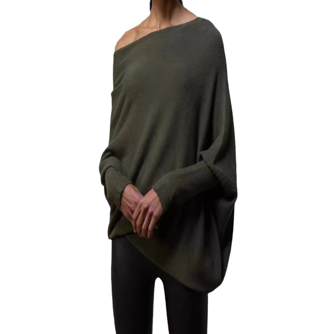 Damen lockerer Off-Shoulder Pullover mit kuscheliger Textur Drune