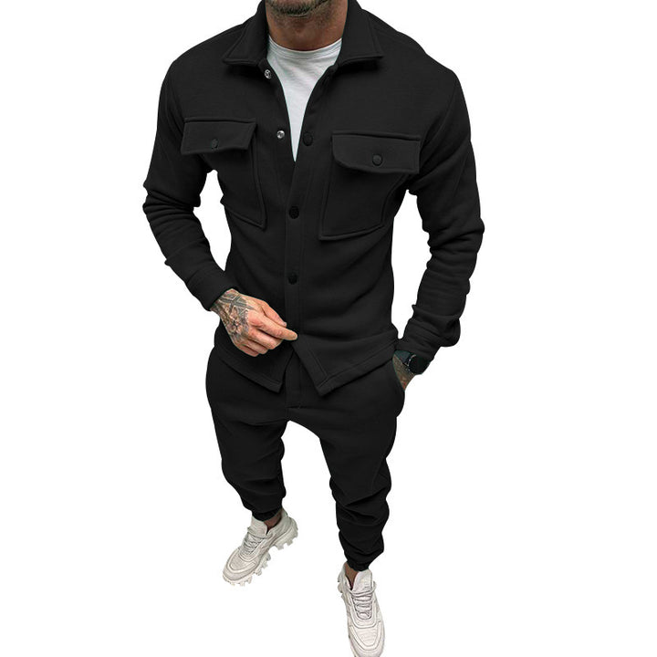 Herren sportliches Freizeit-Set mit modernem Kragen und praktischen Taschen Drune