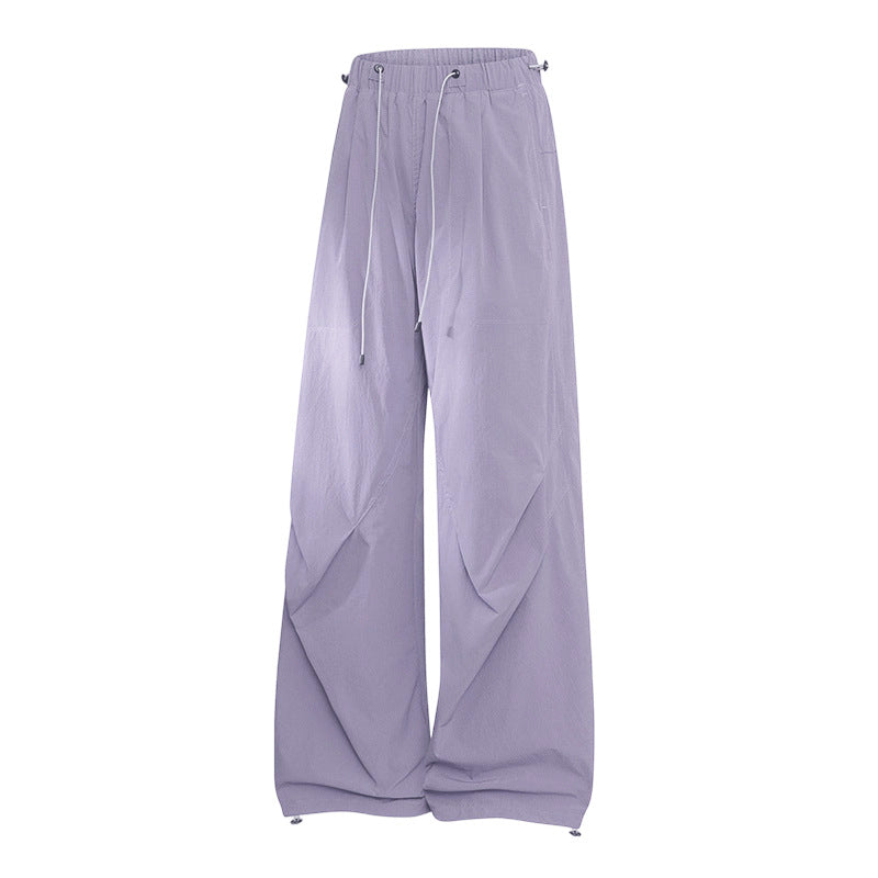 Damen Weite Palazzo-Hose mit Tunnelzugbund, drapierten Falten & verstellbarem Saum Drune