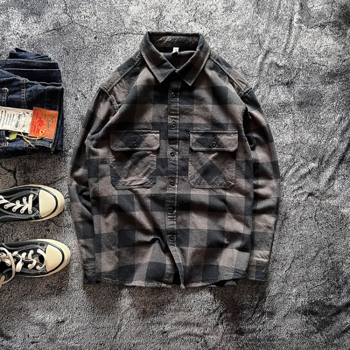 Herren Karo-Hemdjacke mit Brusttaschen Drune