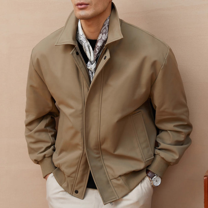 Herren klassische Harrington-Jacke mit Reißverschluss und Rippbündchen Drune