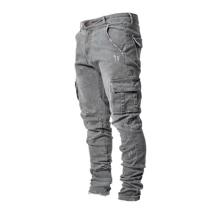 Herren Eng geschnittene Cargo-Jeans mit Stretch und Mehrfach-Taschen Drune