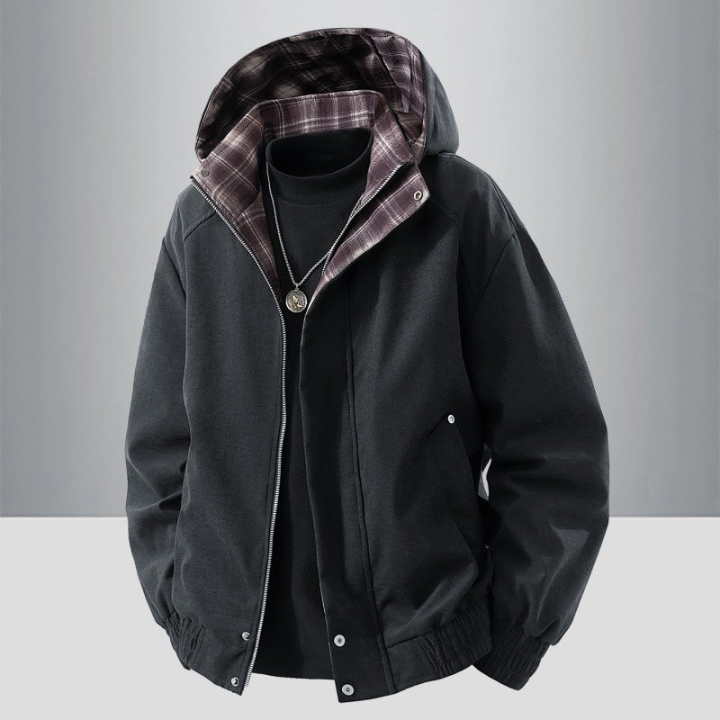 Herren Kapuzenjacke mit Karo-Futter Drune