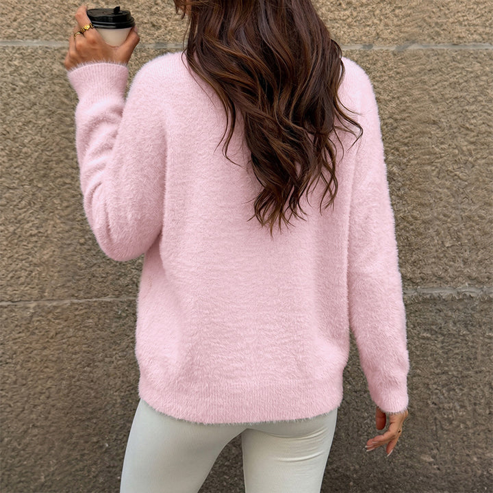 Damen Weicher Strickpullover mit Rundhalsausschnitt Drune