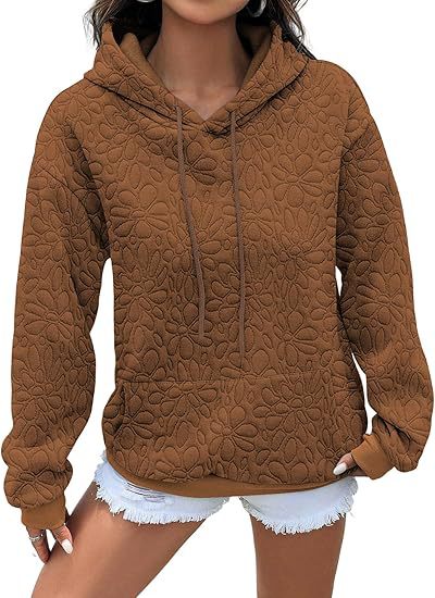 Damen Kapuzenpullover mit floralen Prägungen und großzügiger Passform Drune